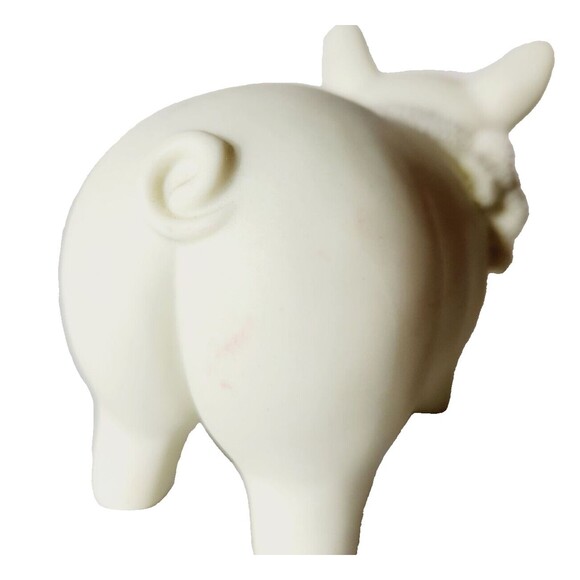 Department 56 Snowbunnies Pig Easter Farm Vtg Figurine 90's White 23773 - Picture 2 of 9